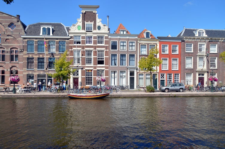 17th-century houses along the Oude Vest in Leiden, the Netherlands.