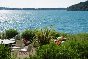 Photo of aerial view of beach Centinera in Banjole, Croatia.