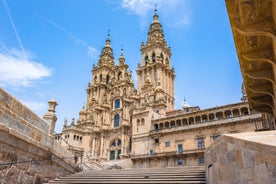 Photo of Facade of Santiago de Compostela cathedral in Obradoiro square, Spain.