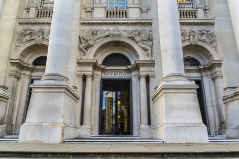 Photo of architectural building fragment of Original Tate Gallery, now renamed as Tate Britain (from 1897 - National Gallery of British Art). It is part of Tate network of galleries in London, England.