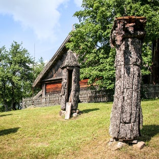 Ancient beehives in the Lithuanian Museum of Ancient Beekeeping