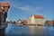 Port crane in the old town of Gdańsk located on the Motława River, a branch of the Vistula River