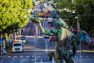 Photo of the city center and the port of Helsingborg in Sweden.