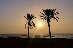 photo of aerial view of El Duque beach at Costa Adeje, Tenerife, Canary Islands, Spain.