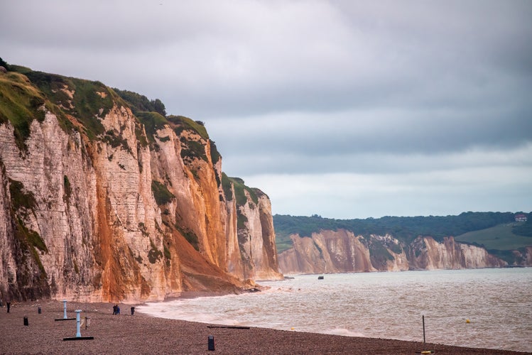 Beautiful cliffs of Dieppe at sunset, Normandy,France.