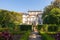 Photo of Biscainhos Museum Garden (Jardim da Casa dos Biscainhos) with Palacio Museu dos Biscainhos. Braga, Portugal.