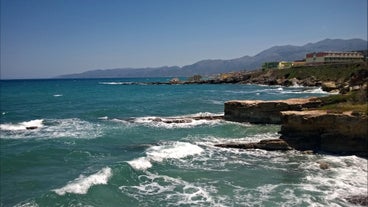 Photo of aerial view from the hill of Limenas Chersonisou, Greece.