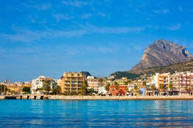 Photo of Javea Xabia skyline view from Mediterranean sea Alicante Spain.