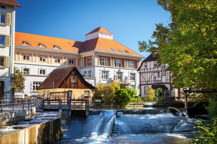 Photo of esslingen am Neckar,Germany, view of canal and weir in Gründerzeitviertel.