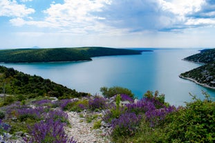 Photo of aerial view of beautiful town of Medulin waterfront view, Istria region of Croatia.