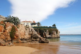 Photo of aerial view of Estoril coastline near Lisbon in Portugal.