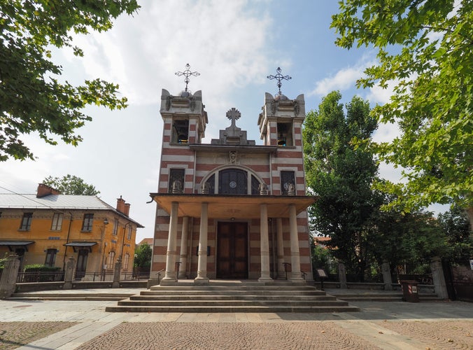 Photo of Saint Elizabeth church at Leumann workers village in Collegno, Italy.