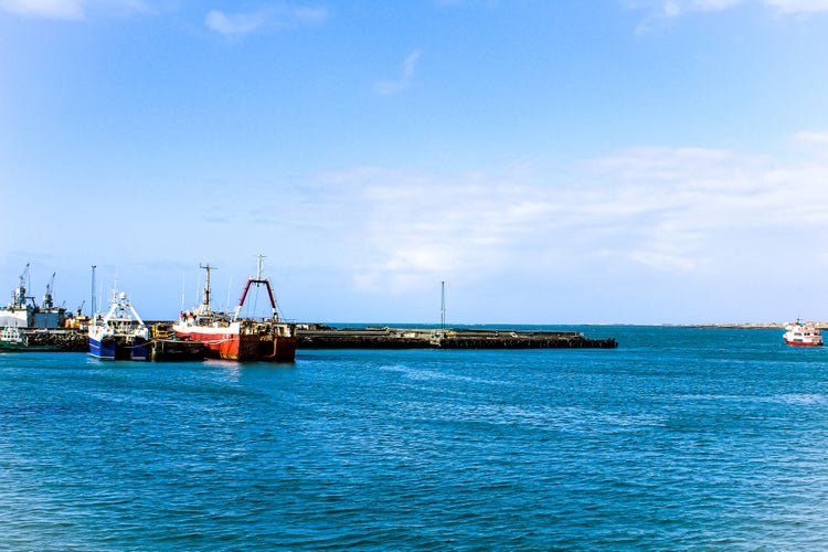 Photo of Winter harbor view in Hafnarfjörður, Iceland.