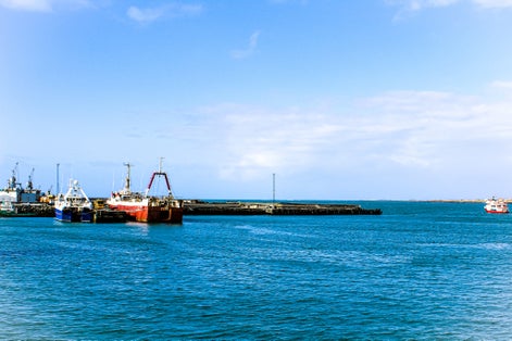 Photo of Winter harbor view in Hafnarfjörður, Iceland.