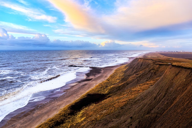 photo of view of The Danish coastline at the Bovbjerg Fyr near Lemvig, Denmark.