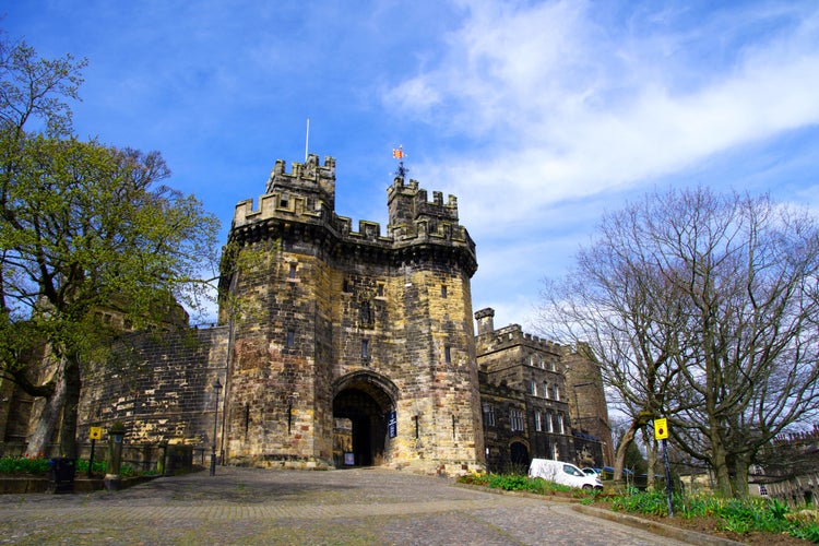 Lancaster Castle is a medieval castle founded in the 11th century on the site of a Roman fort.