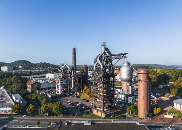 Aerial view of Altes Hüttenareal - Neunkirchen Ironworks ,Germany. 