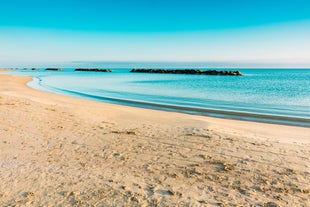 photo of aerial landscape photography of splendid summer view from flying drone of Montesilvano public beach. Wonderful morning seascape of Adriatic Sea in Italy, Europe.