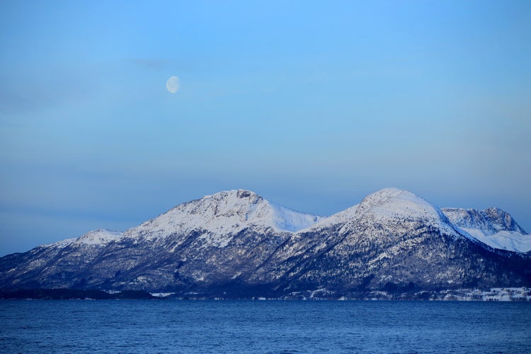 photo of view ofView at the winter mountains near Molde (More og Romsdal, Norway).