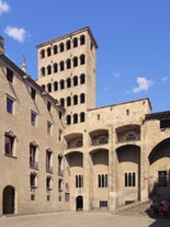 Scenic aerial view of the Agbar Tower in Barcelona in Spain.