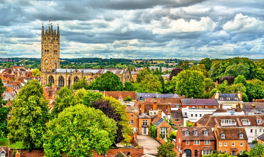 photo of view of Aerial view of the Collegiate Church of St Mary in Warwick, England.