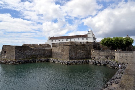 Photo of Forte de Sao Bras coastal Renaissance fortress dating to 1552 in Ponta Delgada, Sao Miguel Island, Azores, Portugal.