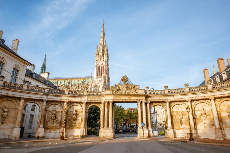 Photo of Cityscape view on the old town with Saint Epvre cathedral in Nancy city, France.