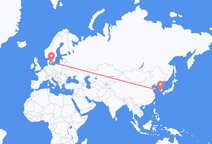 韓国の麗水から、デンマークのコペンハーゲンまでのフライト