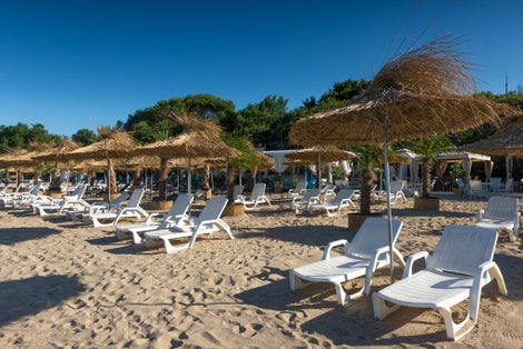 Photo of Beach summer restaurant on the Black Sea ,Burgas ,Bulgaria.