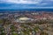 Photo of aerial view on Zabrze city and stadium, Poland.