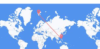 Flug frá Filippseyjum til Svalbarða og Jan Mayen
