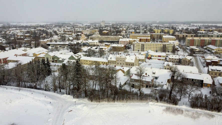 Aerial view of Rakvere in winter