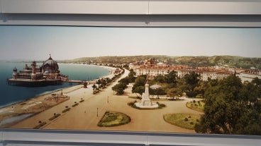 View of Mediterranean luxury resort and bay with yachts. Nice, Cote d'Azur, France. 