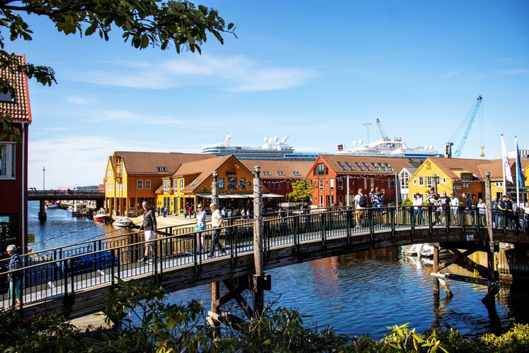 Photo of the pedestrian bridge in the Port of Kristiansand, Norway.