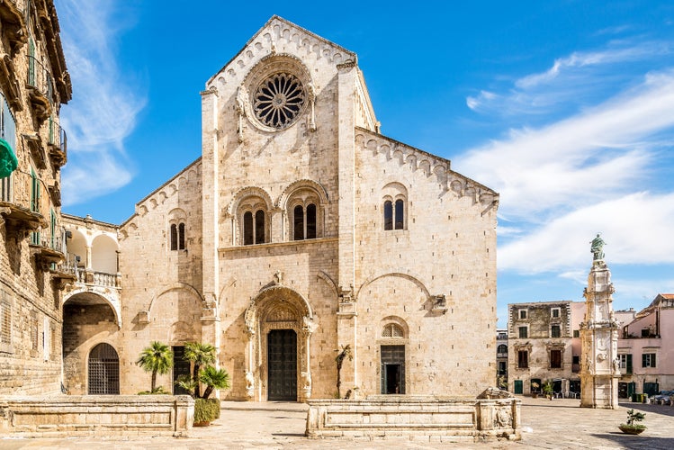  View at the facade of Cathedral of Assumption of St.Mary in Bitonto. Bitonto is a city and comune in the Metropolitan City of Bari in Italy.