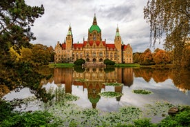 Beautiful view of Hamburg city center with town hall and Alster river, Germany.