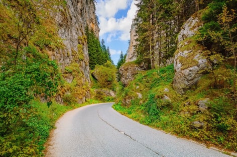 Photo of road in the Trigrad Gorge, Rhodope Mountains in Southern Bulgaria.