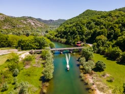 Photo of aerial view of Historic Adriatic town of Krk aerial view, Island of Krk, Kvarner bay of Croatia.