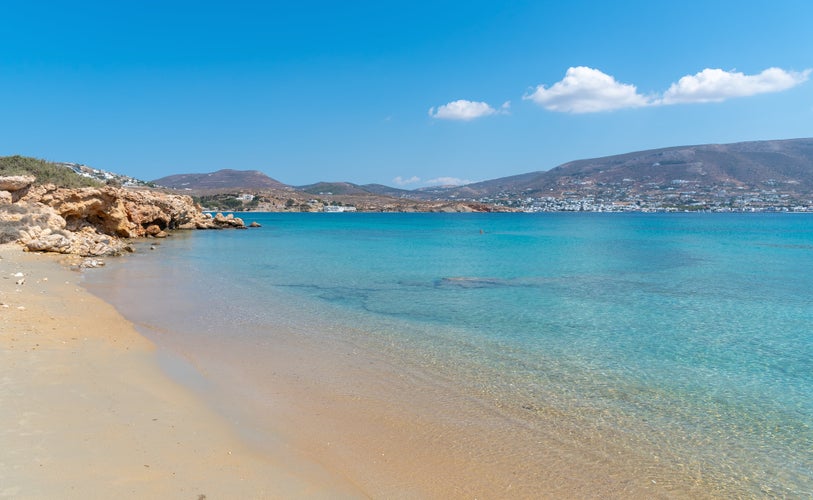 Photo of Marcello beach , Cyclades island, Aegean sea, Parikia, Paros ,Greece.