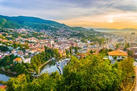 Photo of historical Jajce town in Bosnia and Herzegovina, famous for the spectacular Pliva waterfall.