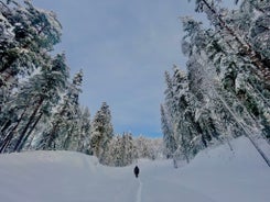 Snowboarding in the Norwegian mountains in Kongsberg.