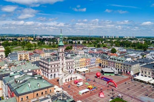 Photo of panoramic aerial view of Kazimierz Dolny, Poland.