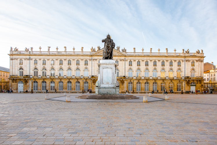 Photo of morning view on the huge Stanislas square with monument in the old town of Nancy city, France.