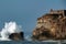 Nazaré lighthouse in Portugal with Big waves