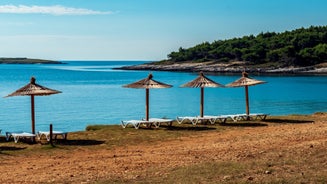 Photo of aerial view of beach Centinera in Banjole, Croatia.