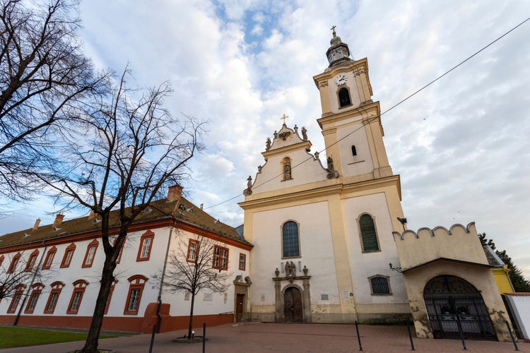 photo of view of Franciscan Church (Sarlos Boldogasszony) in Gyongyos, Hungary.