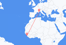フリータウンからニース行きのフライト