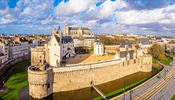 Paris, France. Panoramic view from Arc de Triomphe. Eiffel Tower and Avenue des Champs Elysees. Europe.