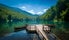 Photo of panoramic view of Biogradsko lake. Virgin forests and beautiful mountains, wooden pier and boats.