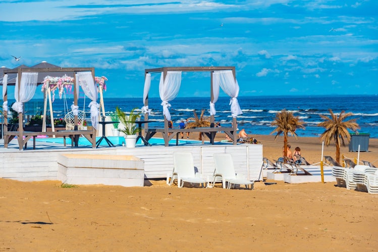 Sunny day at beach in Jurmala, Latvia.